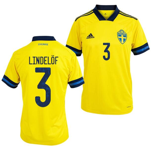 2020 EURO Sweden Home Kit Soccer Jersey Victor Lindelof #3